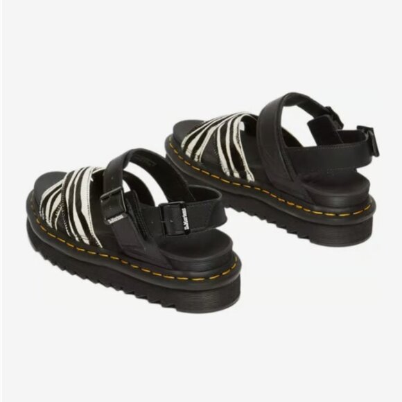Dr. Martens Voss II Hydro Leather Sandals -  Zebra Hair On and Black Athena - Picture 10 of 13